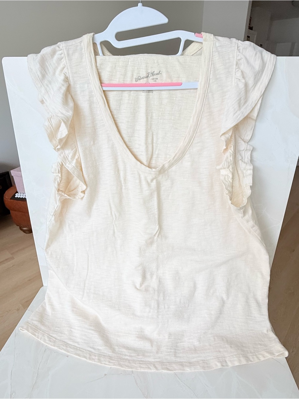 Universal Thread Cream Ruffle Tee
